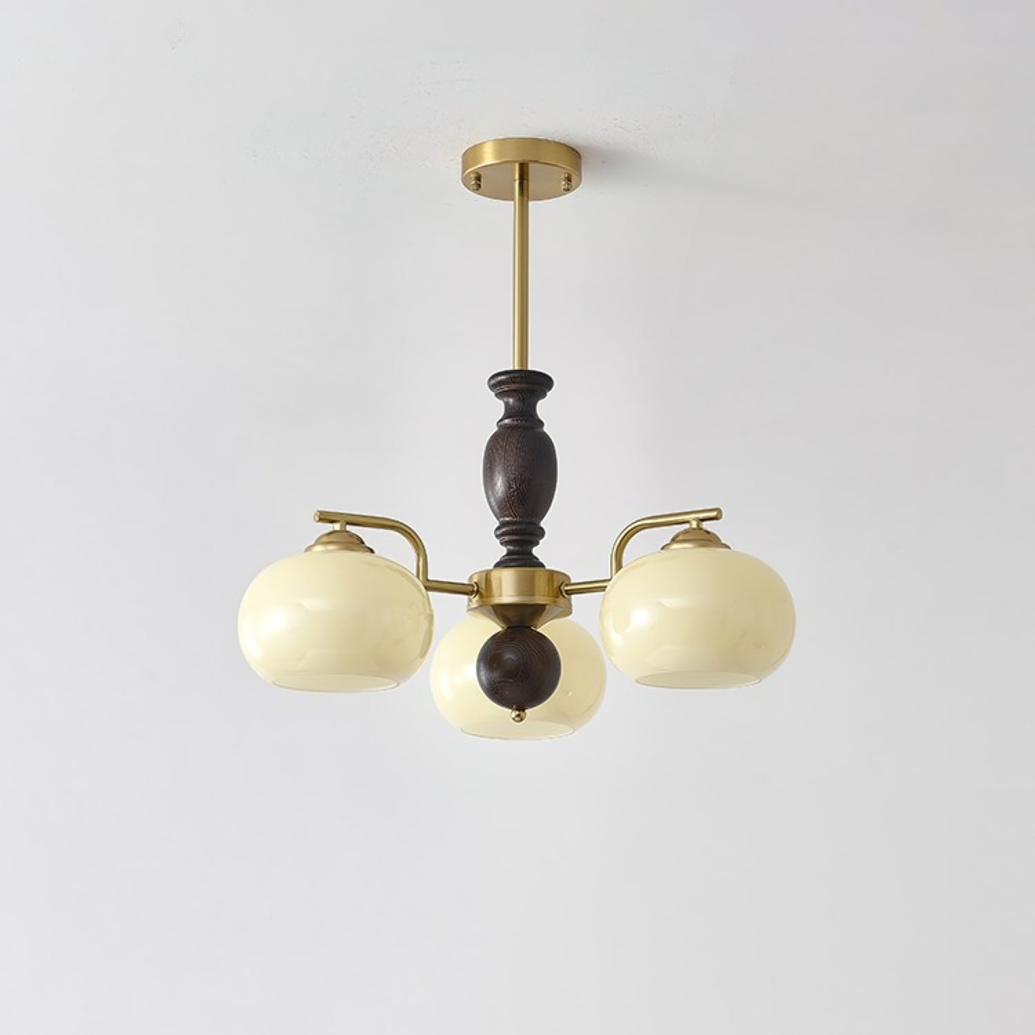 Medieval Style Walnut Beige Orb Chandelier K763