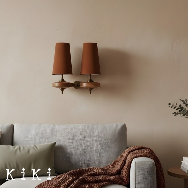 Hour Retro Wood Metal Wall Lamp – Elegant Fabric Accent Lighting for Living Spaces K1208