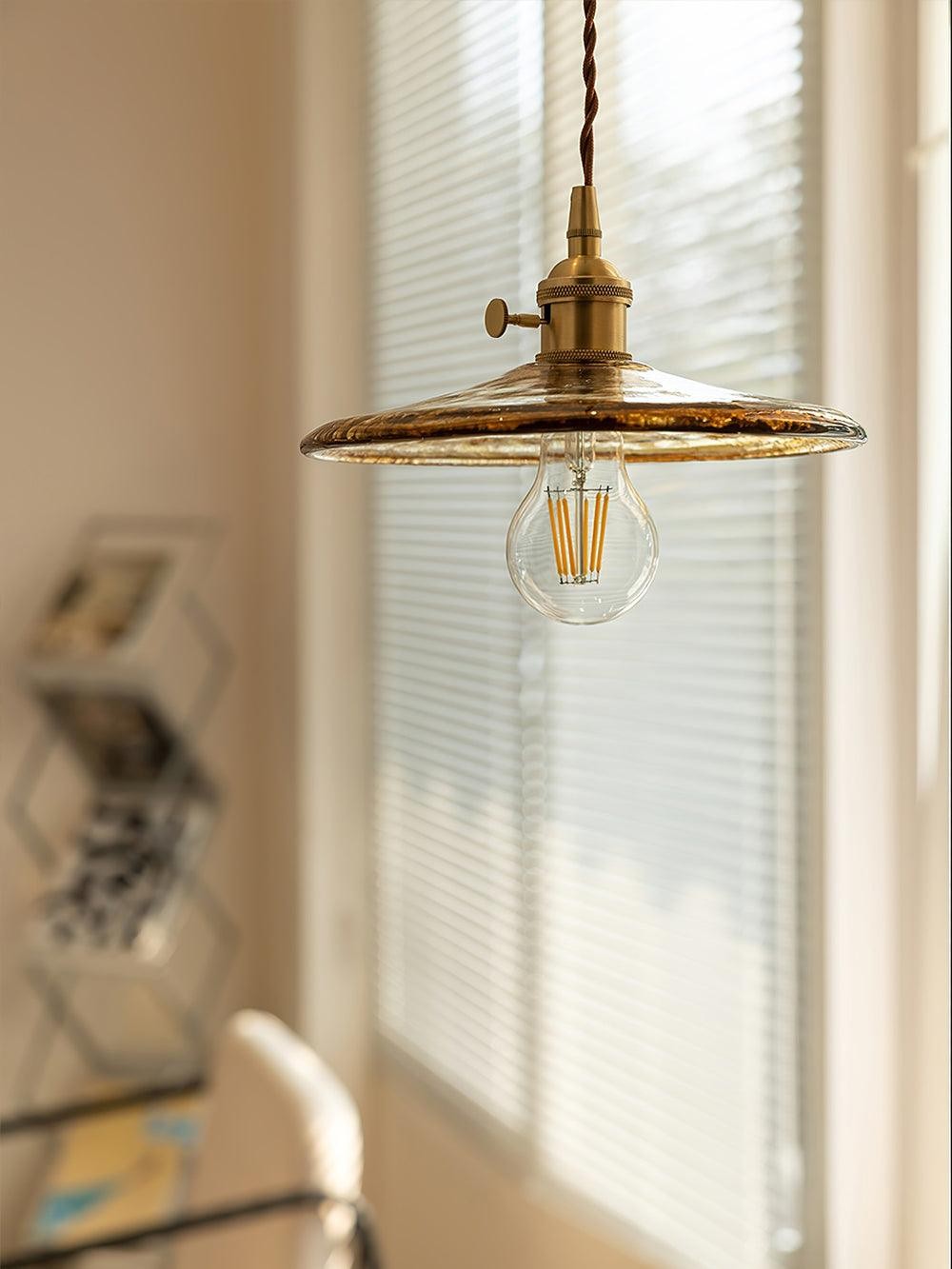 Brass Vintage Clear Glass Pendant Light K586