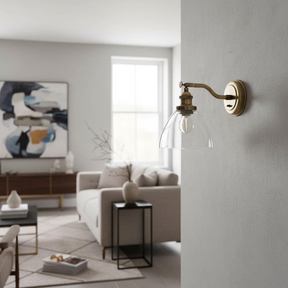 Adjustable Hansen Brass Wall Sconce - Clear Glass Design K1598