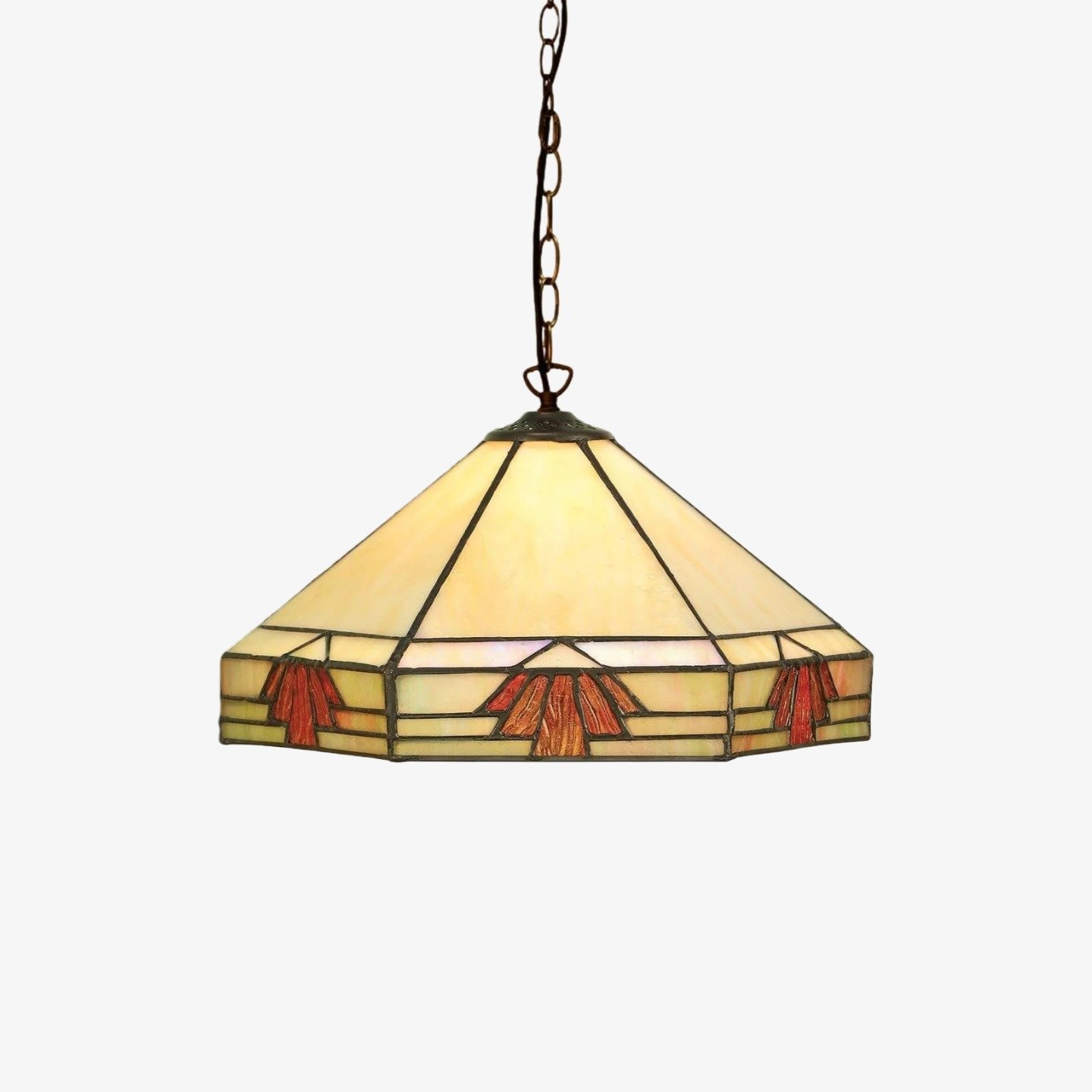 TF Nevada Vintage Stained Glass Pendant - Handcrafted Art Glass Lighting for Dining Areas K1939