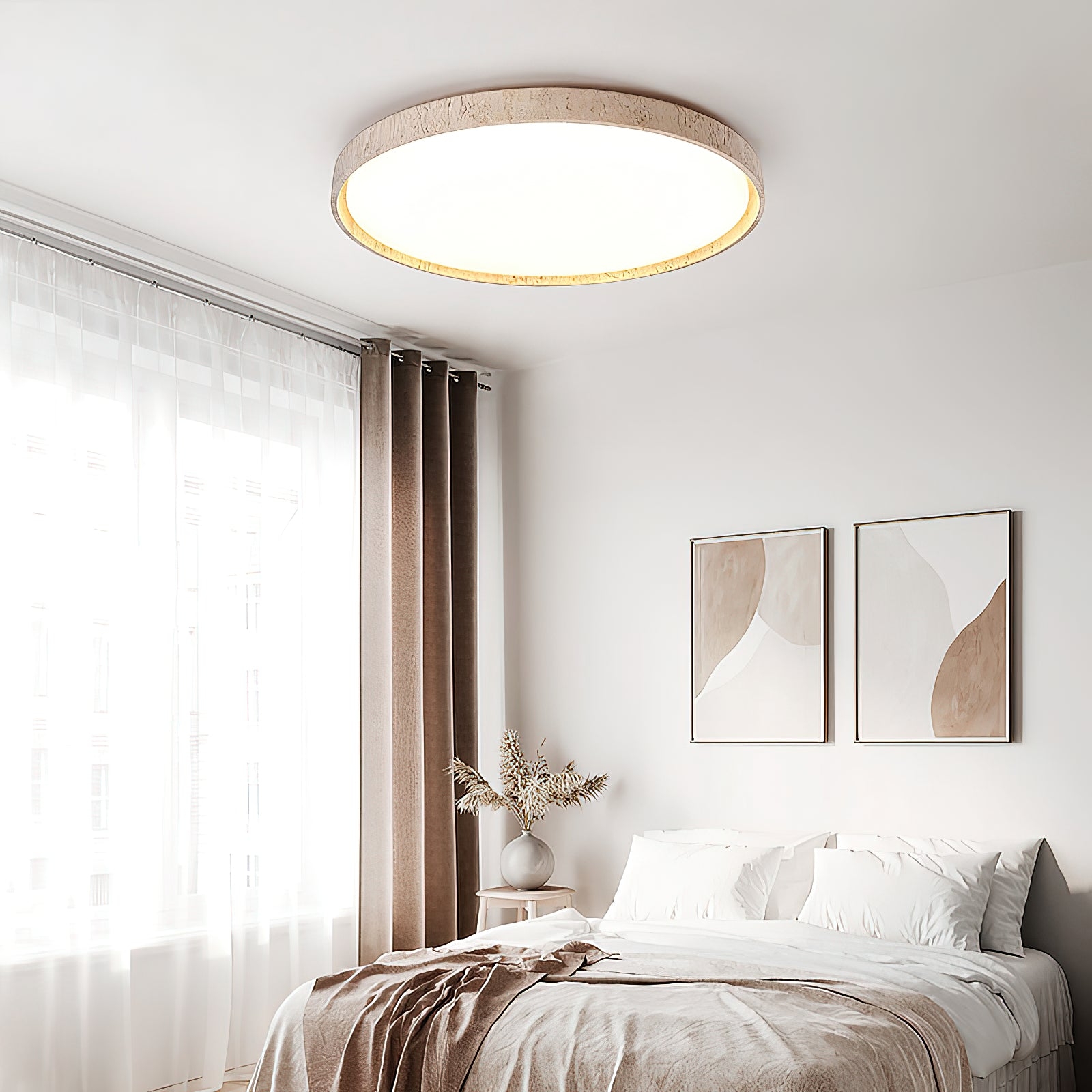 Ultra-thin Round Travertine Ceiling Lamp D690