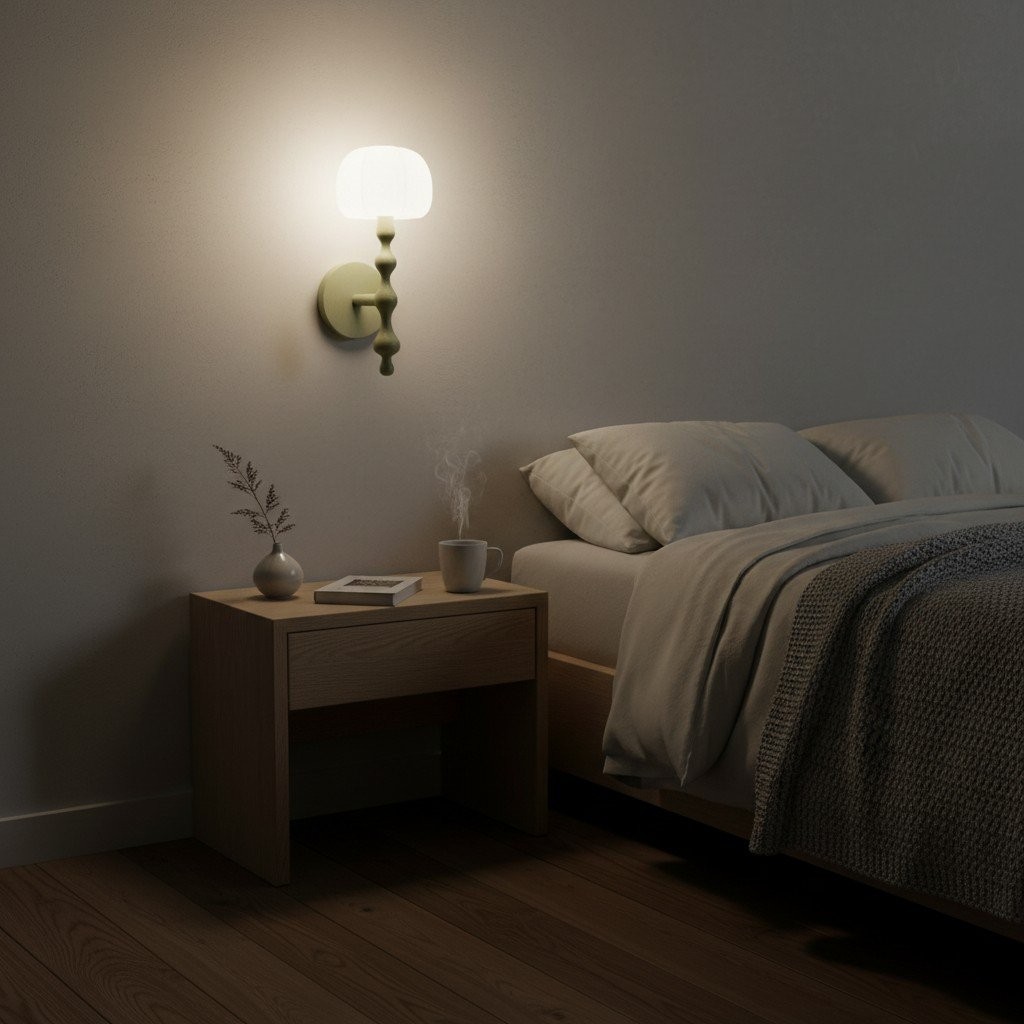 Savara Modern Curved Base Wall Light - Soft Diffused Fabric Shade for Hallways and Living Rooms K1670
