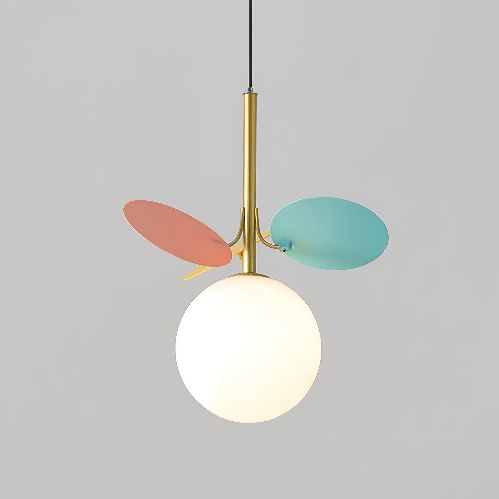 Multi Colored Leaf Glass Globe Pendant Light K152