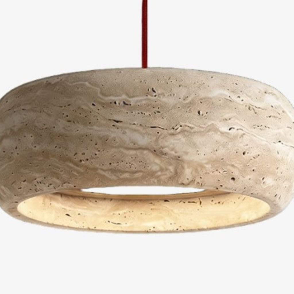 Kairis Travertine Natural Stone Pendant Light - Vintage Style Lighting for Dining and Living Spaces K2136