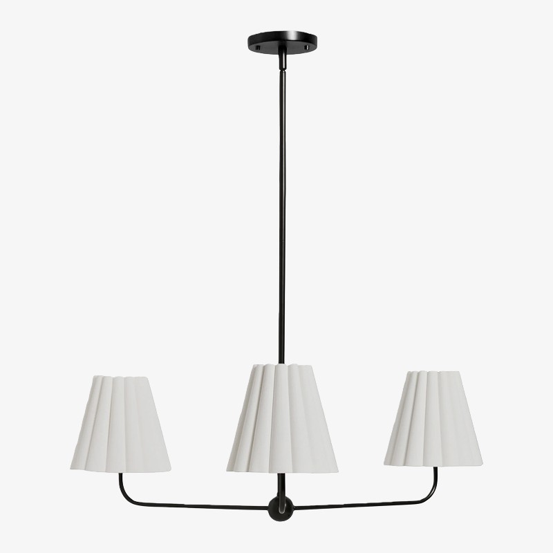 Ruffmeto Ruffled Shade Metal Frame Chandelier for Dining, Entry and Living Room K1635