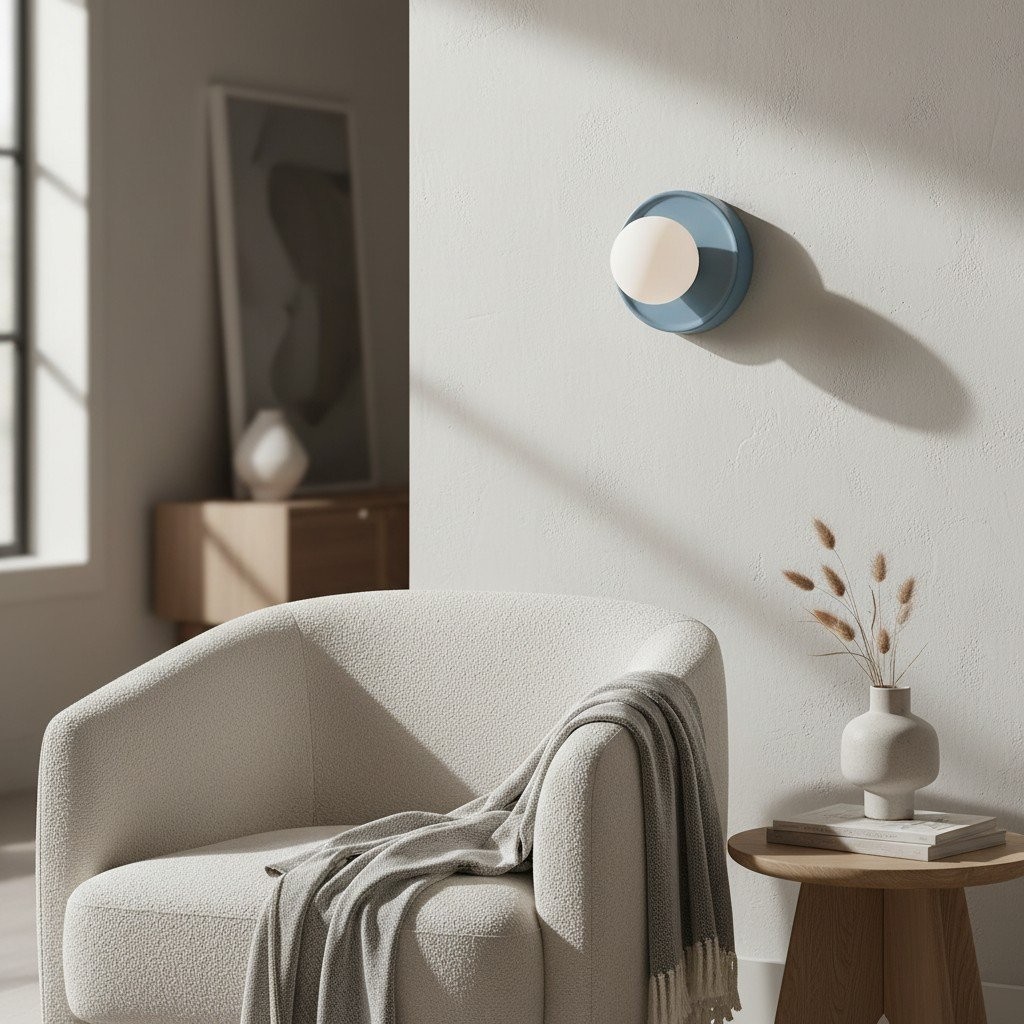 Solna Frosted Globe Glass Wall Sconce - Minimalist Round Ceramic Socnce for Bedrooms and Hallways K1700