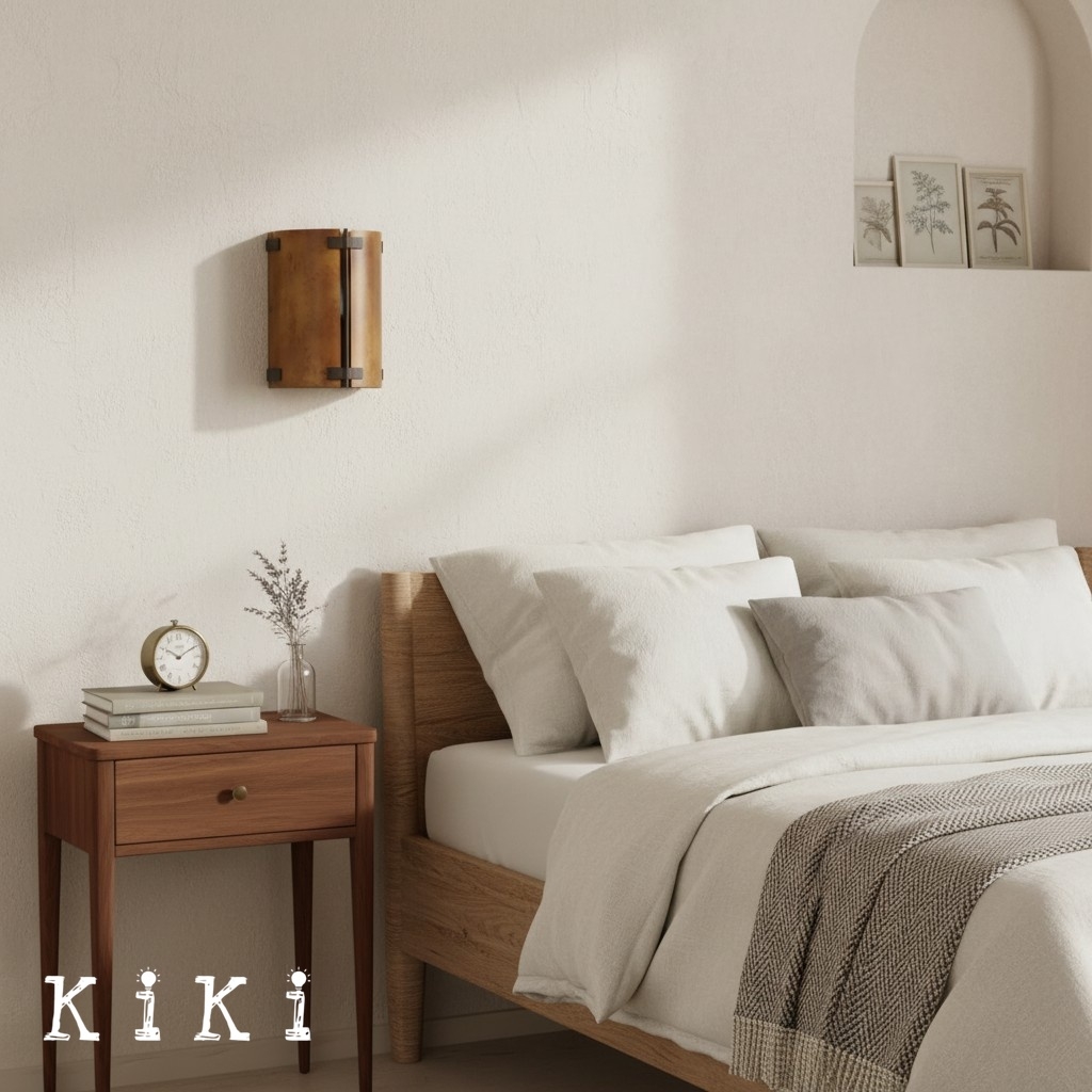 Rustivon Curved Metal Wall Sconce in Rustic Vintage Style - Perfect Lighting for Bedroom K2241