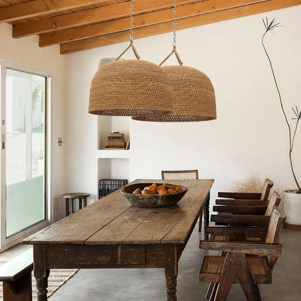 Natural Shadow Rattan Japandi Pendant Light D830