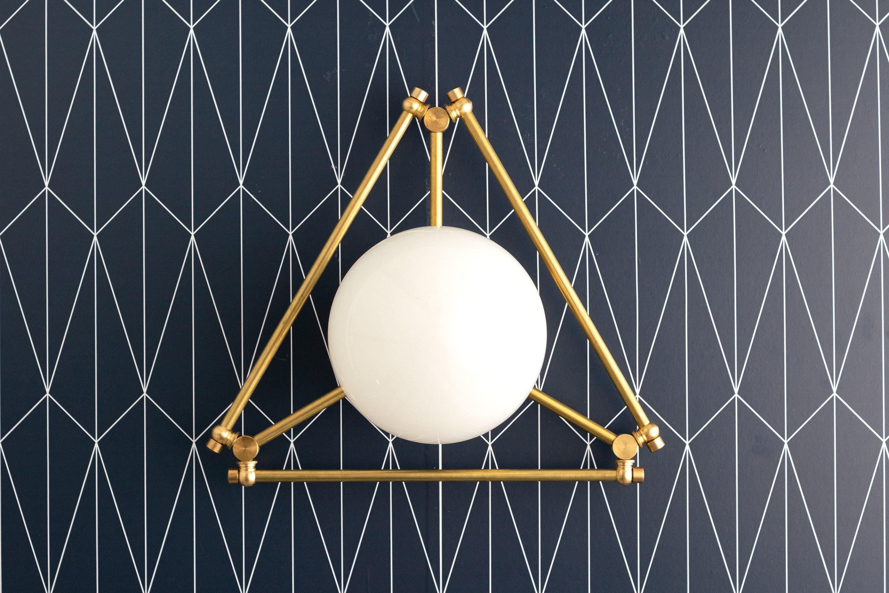 Glorica Glass Geometric Brass Ceiling Light - Hand-Blown Globe Design K1508