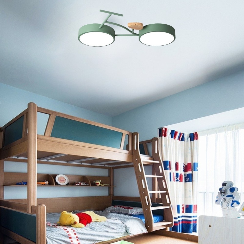 Bicycle Round Wood Led Ceiling Light For Kids Room K940