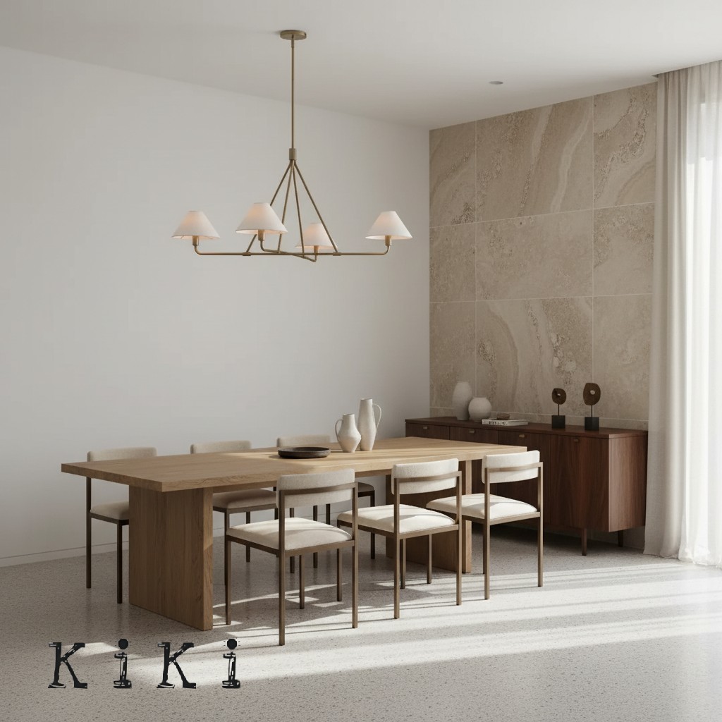 Diora Sculptural Chandelier with Fabric Shades – Modern Design for Dining & Living Spaces K1308