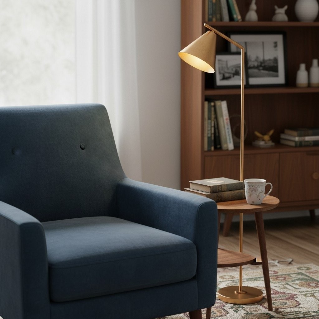Oricone Modern Floor Task Lamp with Adjustable Arm - Cape Style Reading Light K1969