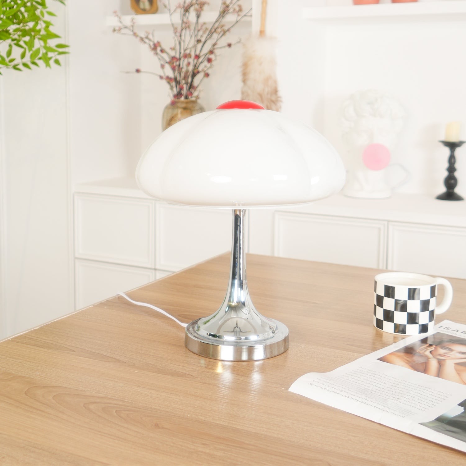 Cream Style Glass Mushroom Table Lamp K706
