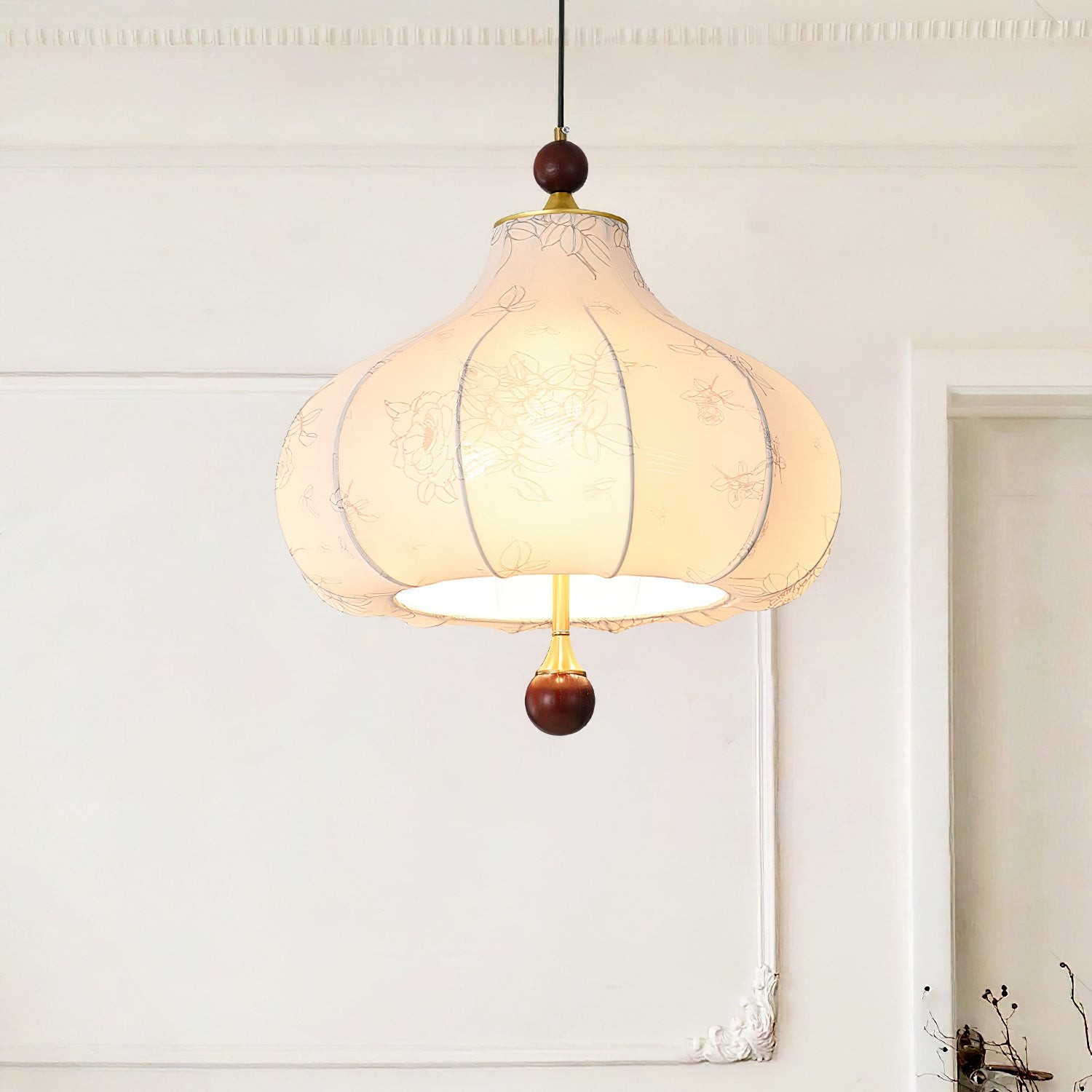French Retro Fabric Pattern Pendant Lamp K317