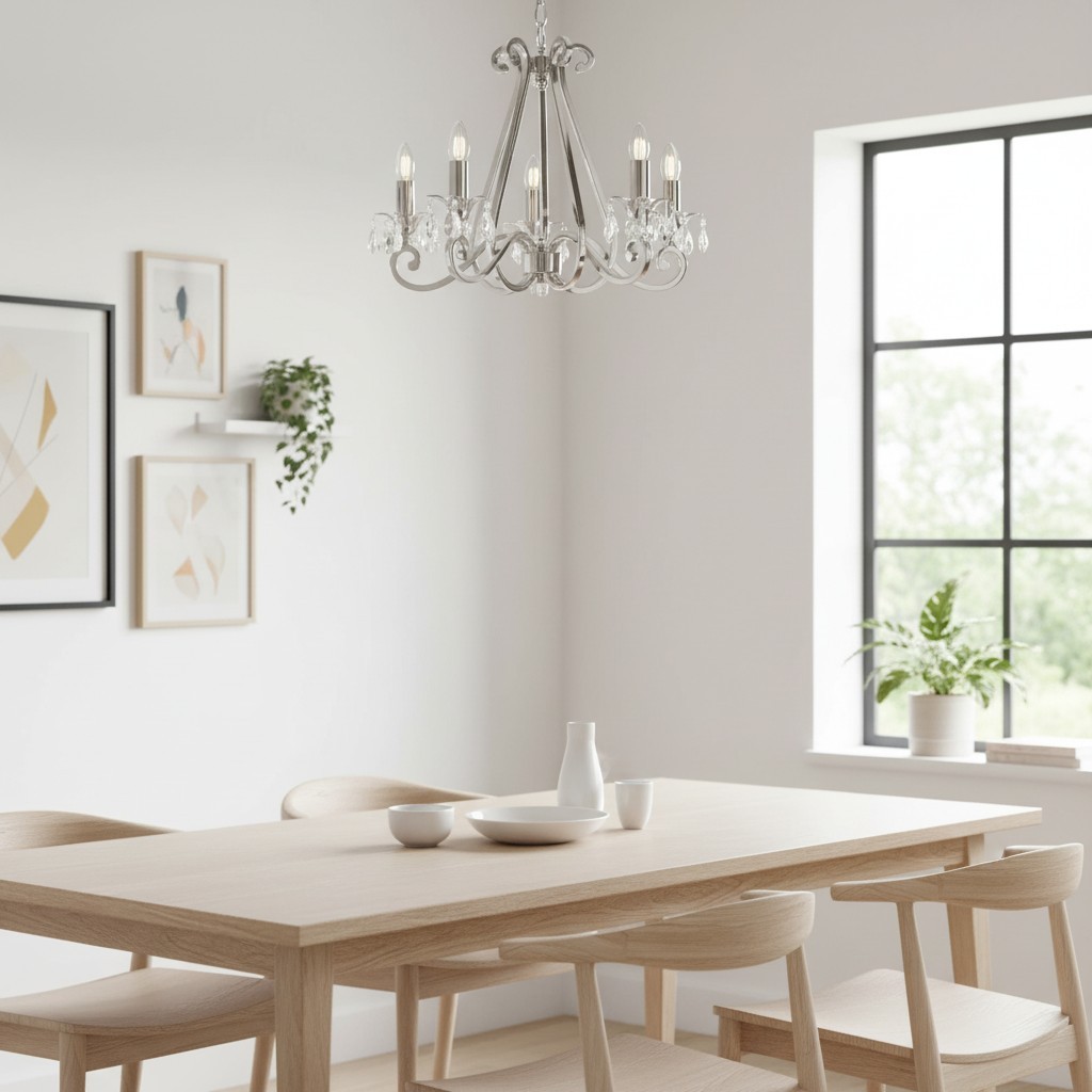 Talonis Crystal Chandelier - Traditional Candle-Style Brass and Nickel for Living Room and Dining Room K1930