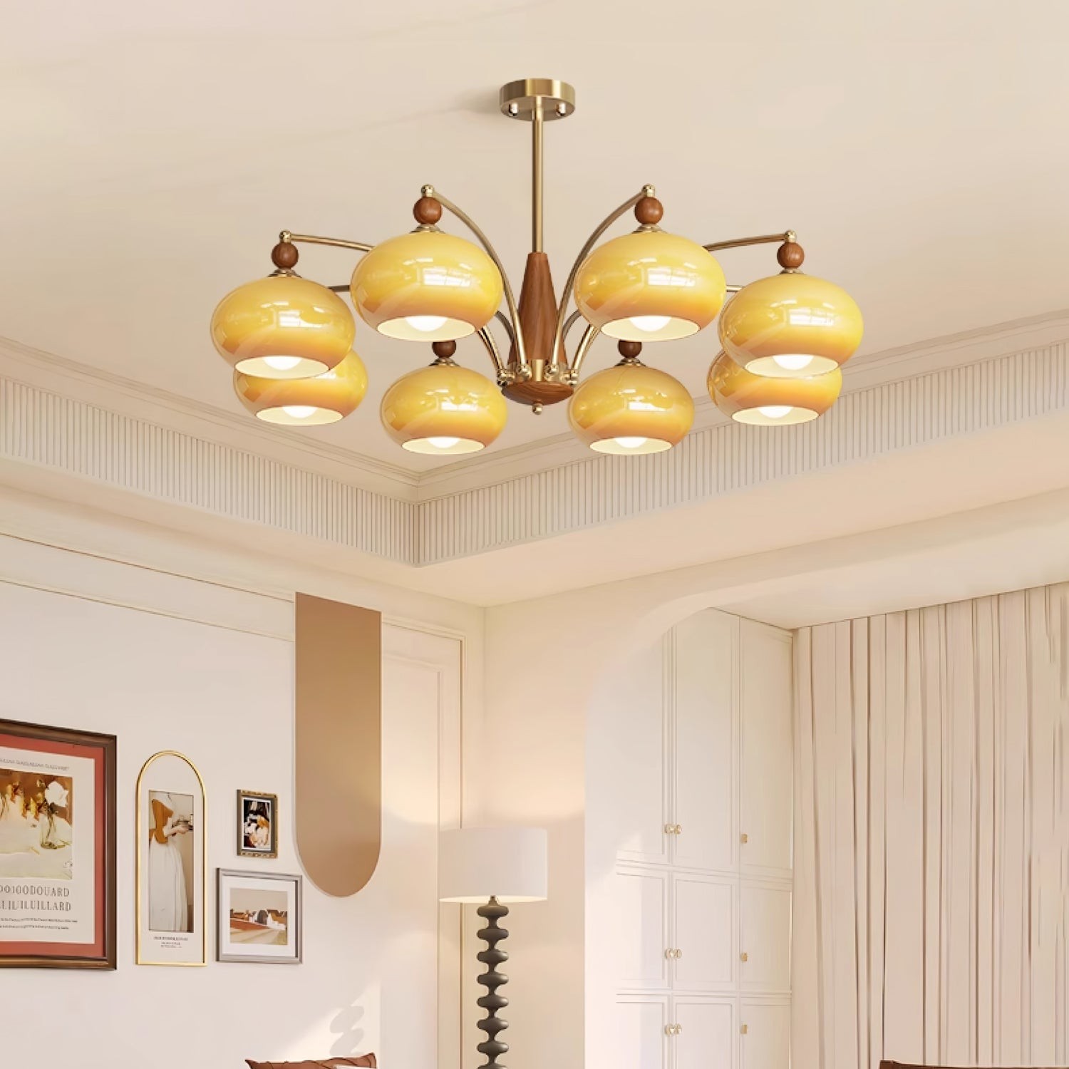 Vintage Multihead Persimmon Chandelier K623