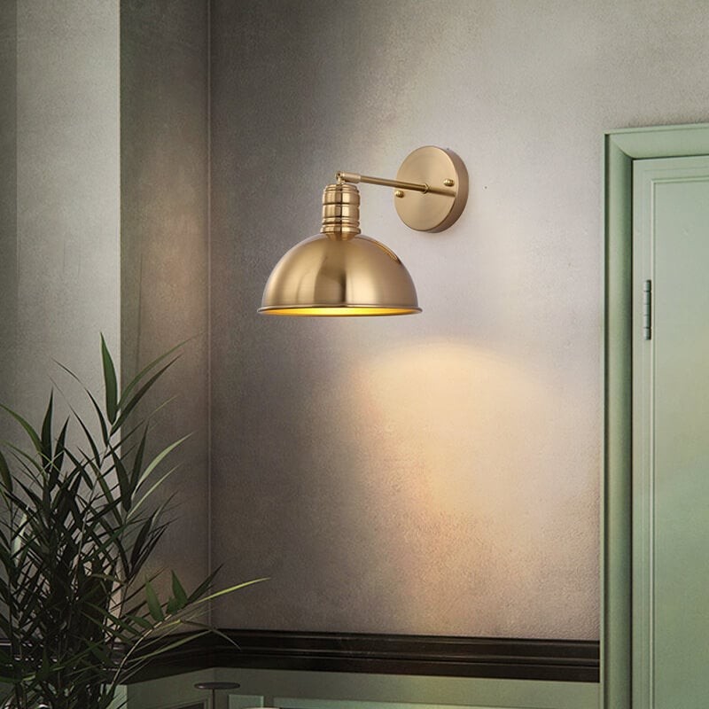 Modern Simple Iron Plated Brass Cone Round 1-Light Wall Sconce Lamp K1235
