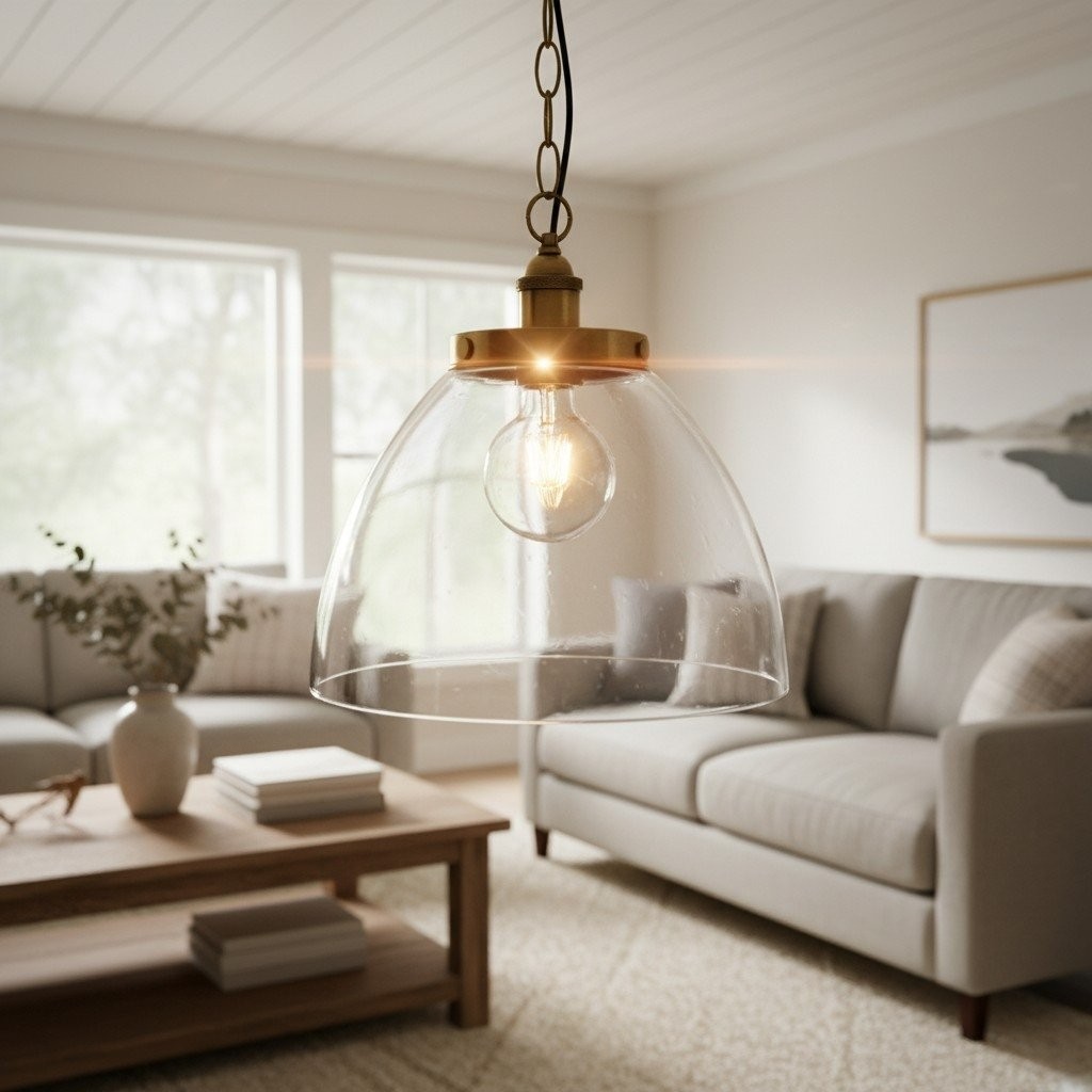 Novera Art Deco Dome Adjustable Height Glass Shade Pendant Light for Living Room K1980