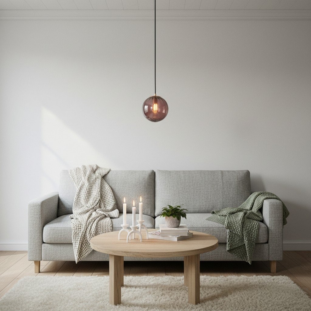 Lunorie Metal and Glass Globe Pendant Light for Dining Area Kitchen Island K2147