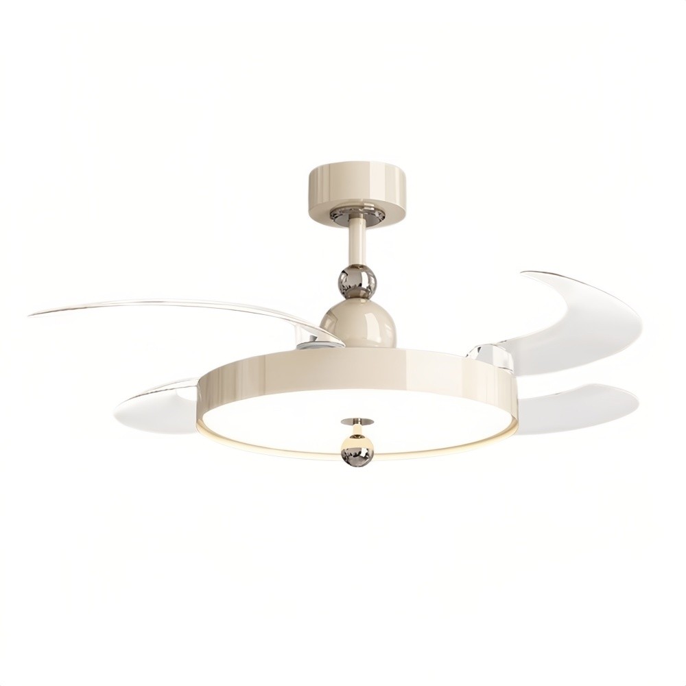 Modern Cream Invisible Ceiling Fan Light with Transparent Blades K1112