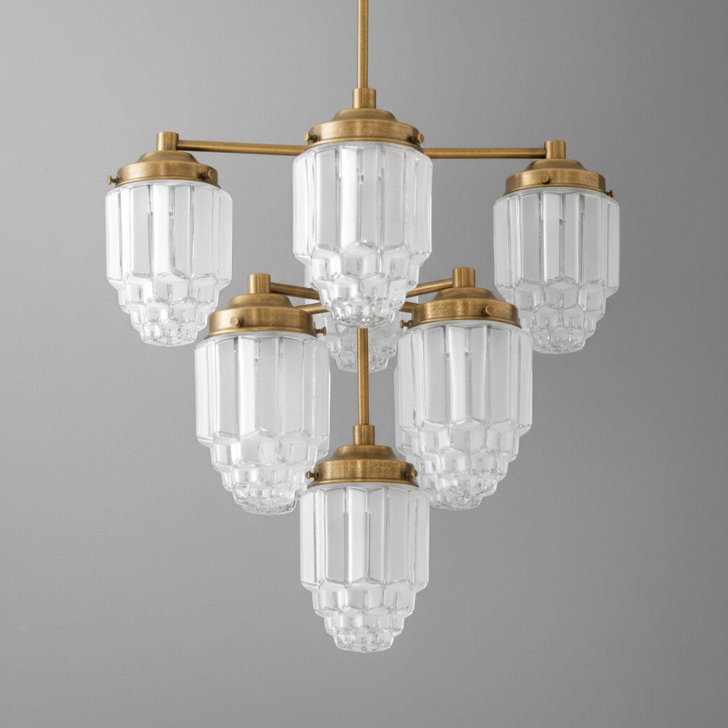 Tierlux Glass Textured Brass Chandelier – Timeless Lighting with Style K1500