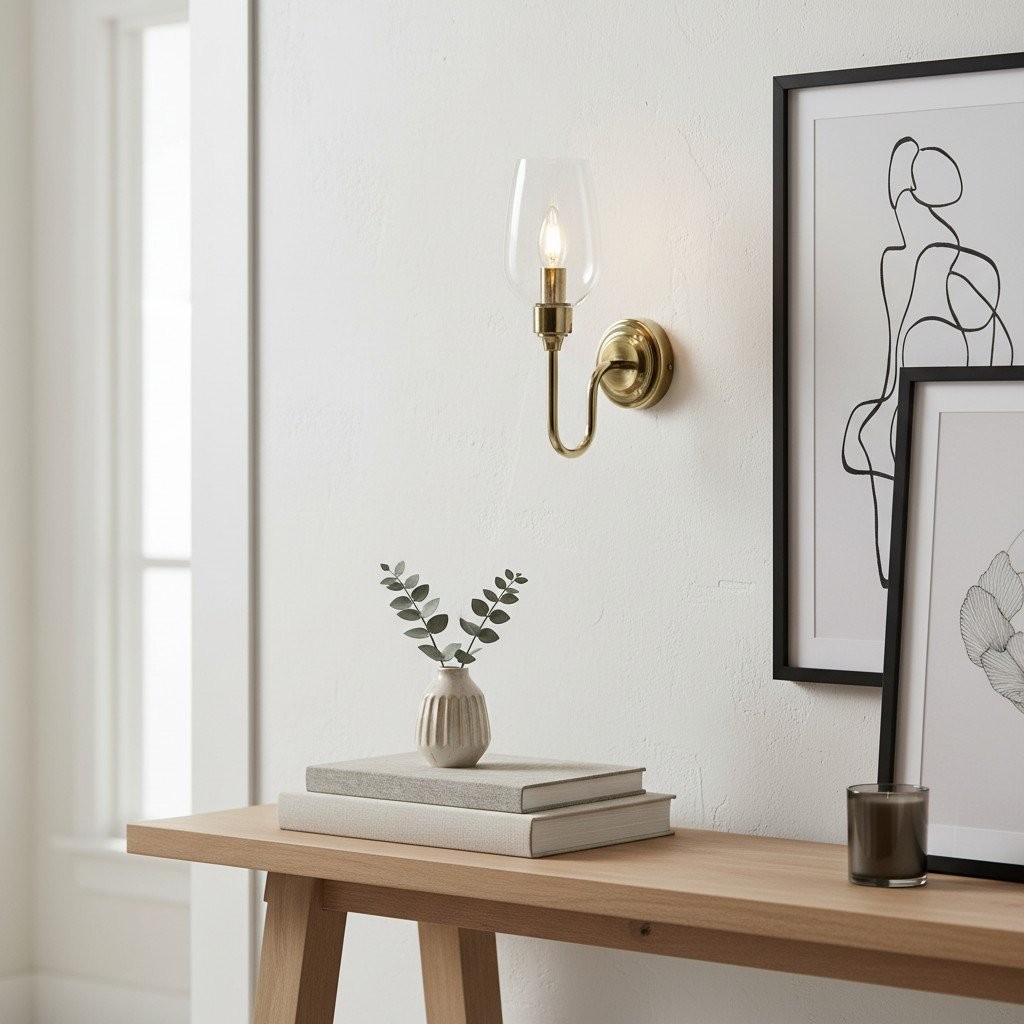 Clarione Art Deco Wall Light with Clear Glass Shade - Modern Metal Design for Hallways K1885