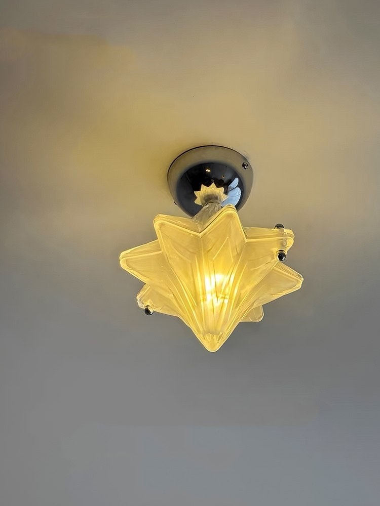 Art Deco Star Ceiling Lamp - Frosted Glass Fixture for Hallway & Entryway - Astris Ceres K1582