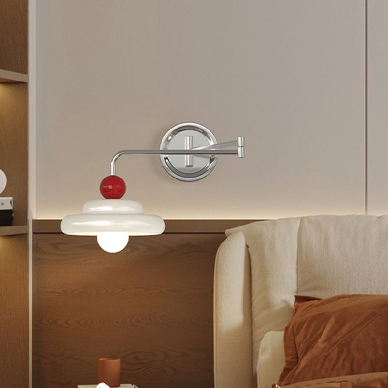 Modern Cream Chrome Swing Arm Wall Light K179