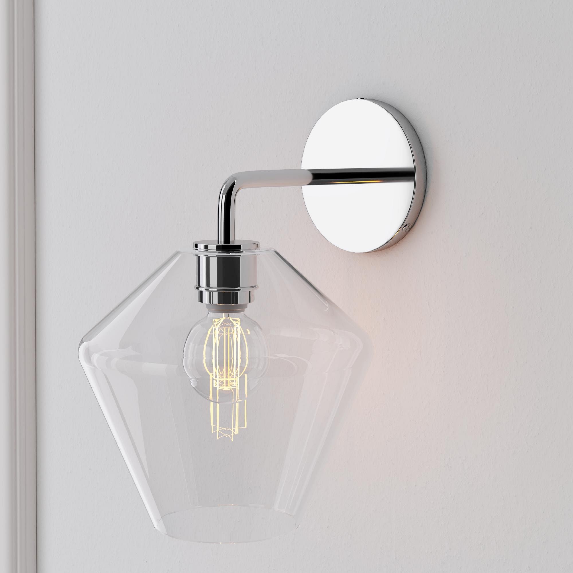 Merin Geometric Glass Wall Sconce - Minimalist Fixture for Bedroom K1402
