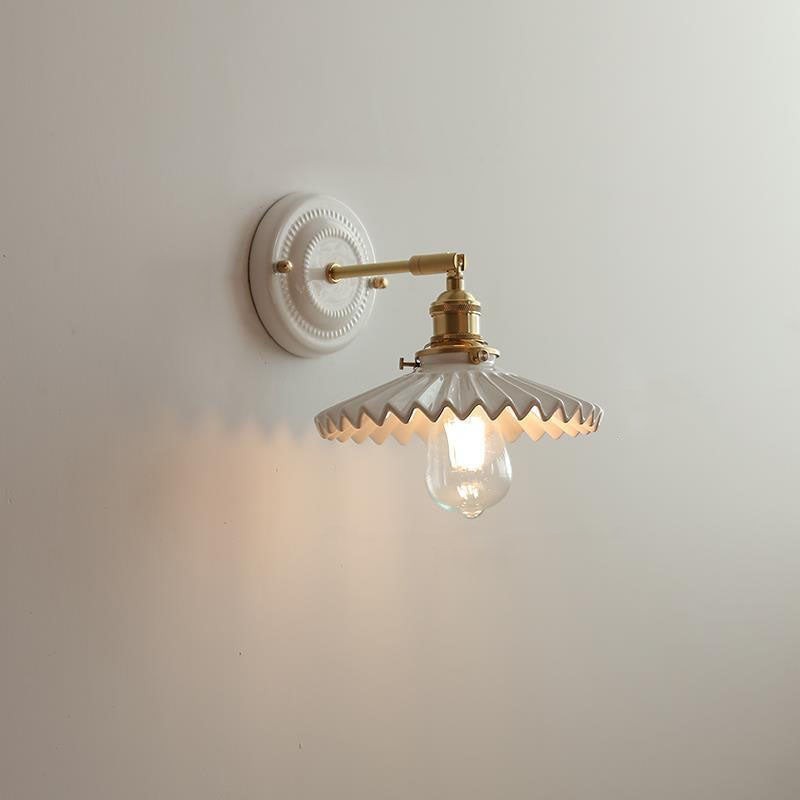 Vintage Japanese Ceramic Brass 1-Light Wall Sconce Lamp K1284