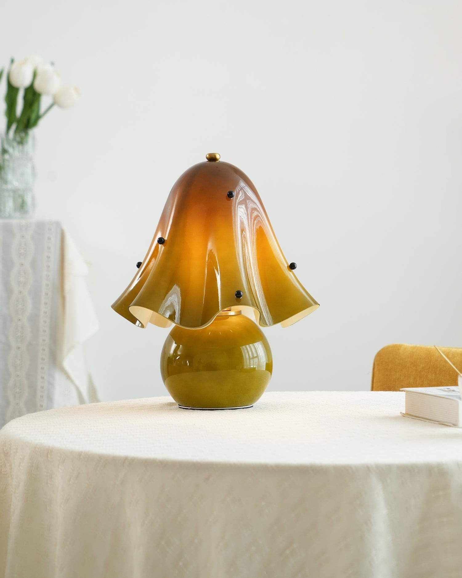 Bellina Bell Flower Table Lamp – Sculptural Glass Vera Style For Side Table Lamp K1135