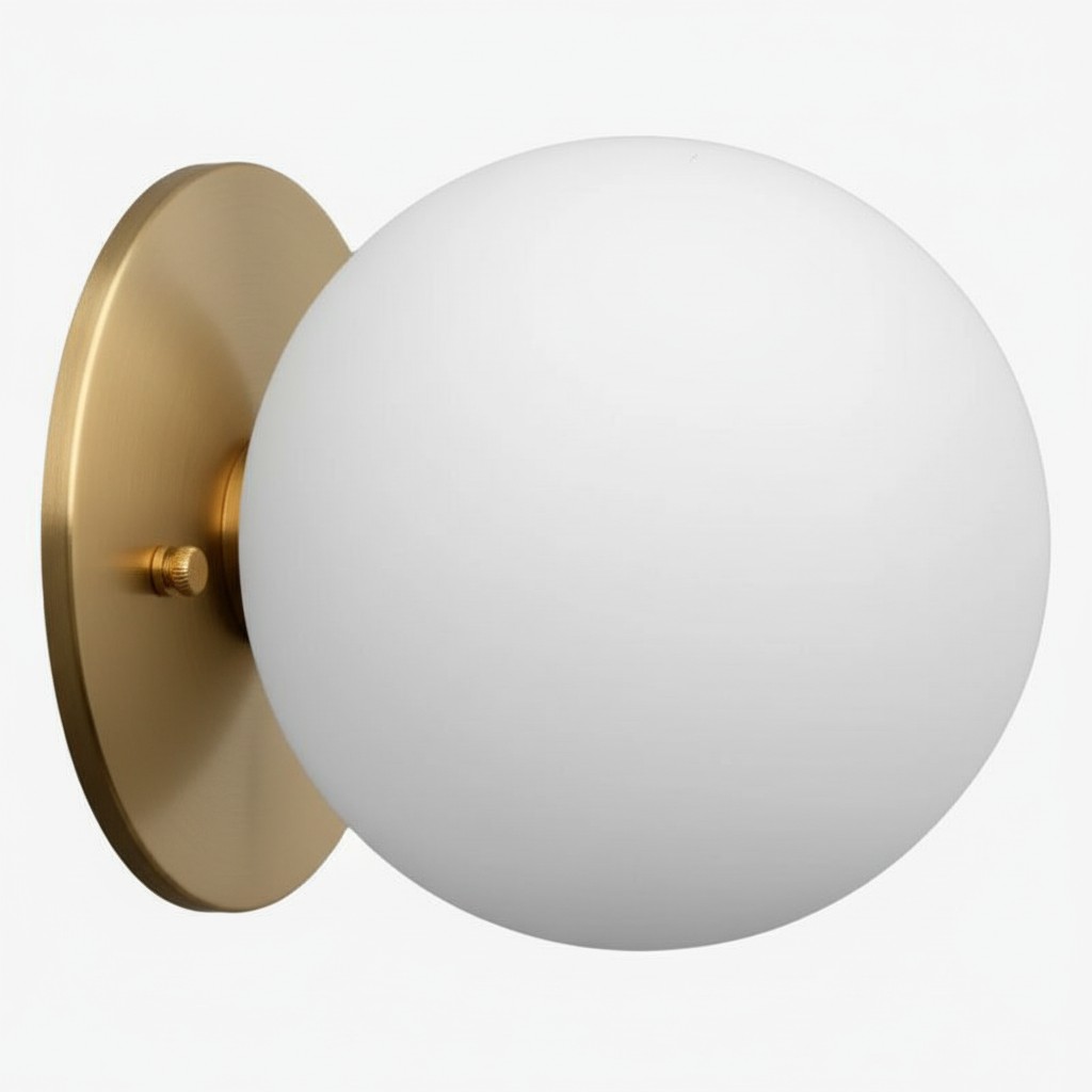 Glorica Glass Brass Wall Sconce - Frosted Globe Classic Light For Warm Ambiance K1530