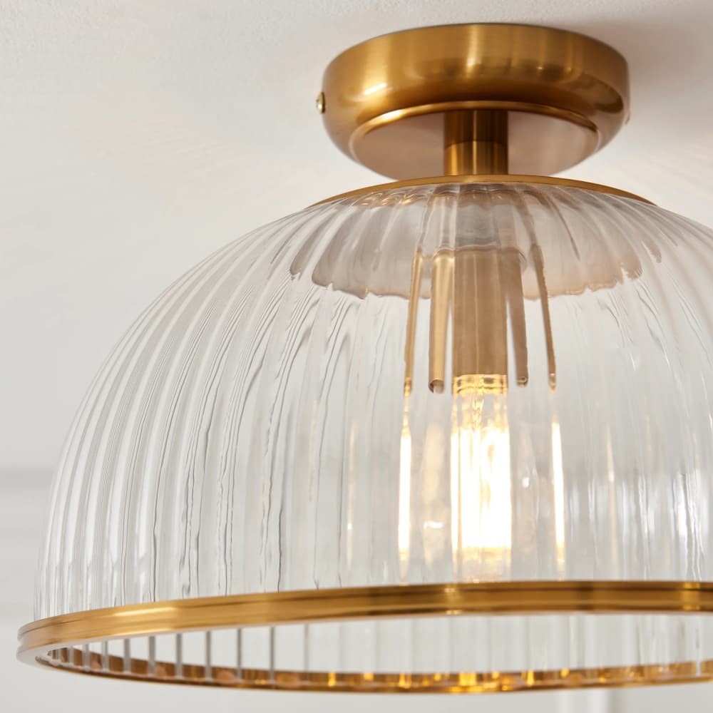 Luntra Ribbed Glass Uplighter Flush - Elegant Ceiling Light for Hallways K1937