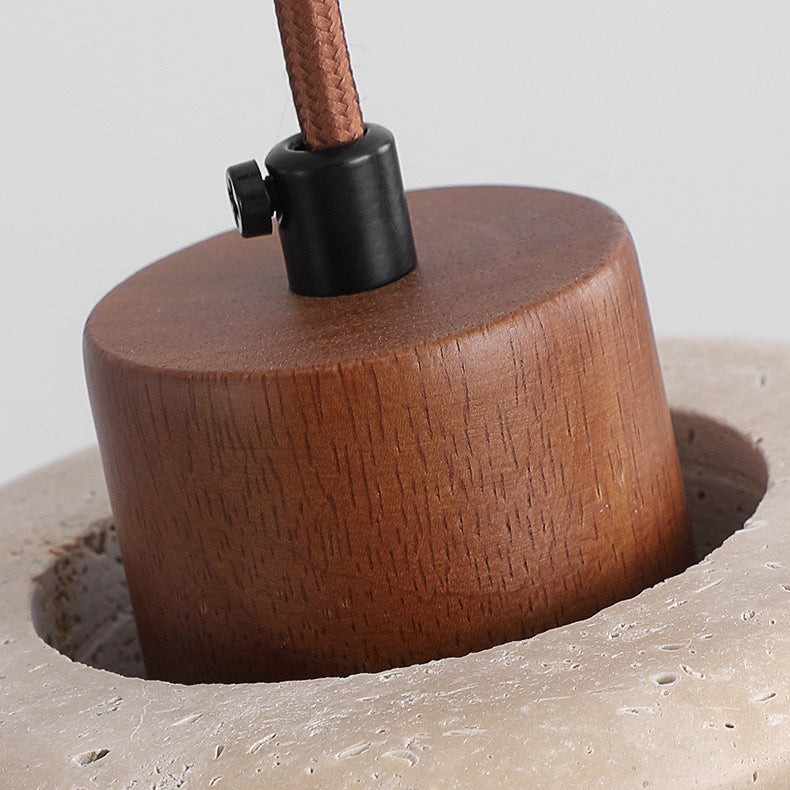 Traditional Retro Cylindrical Solid Wood Pendant Lamp K724