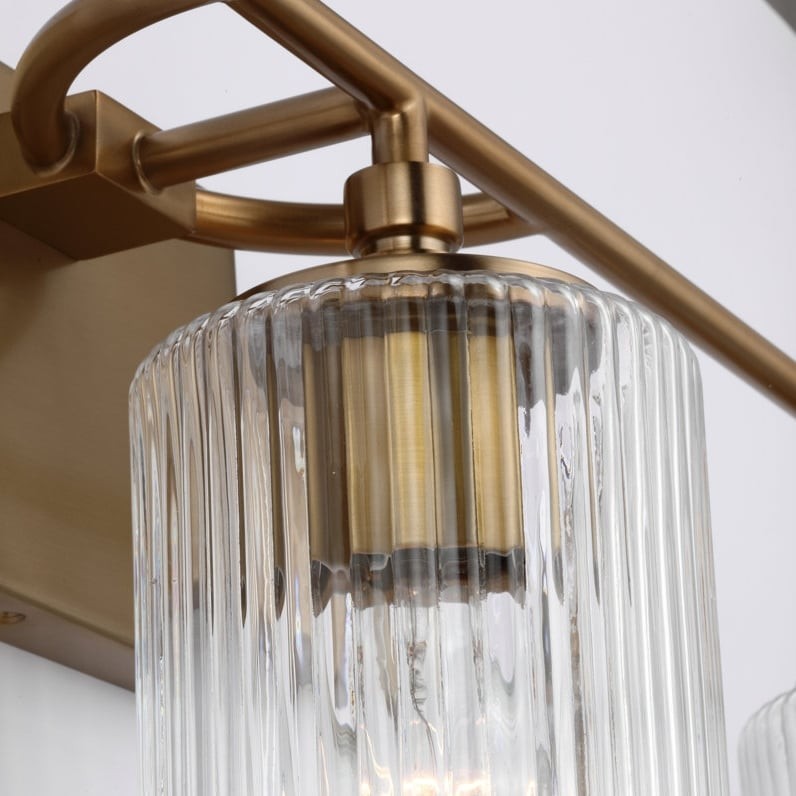 Lirra 3-Light Vanity Wall Light - Ribbed Glass Wall Sconce for Bathroom or Bedroom K1718