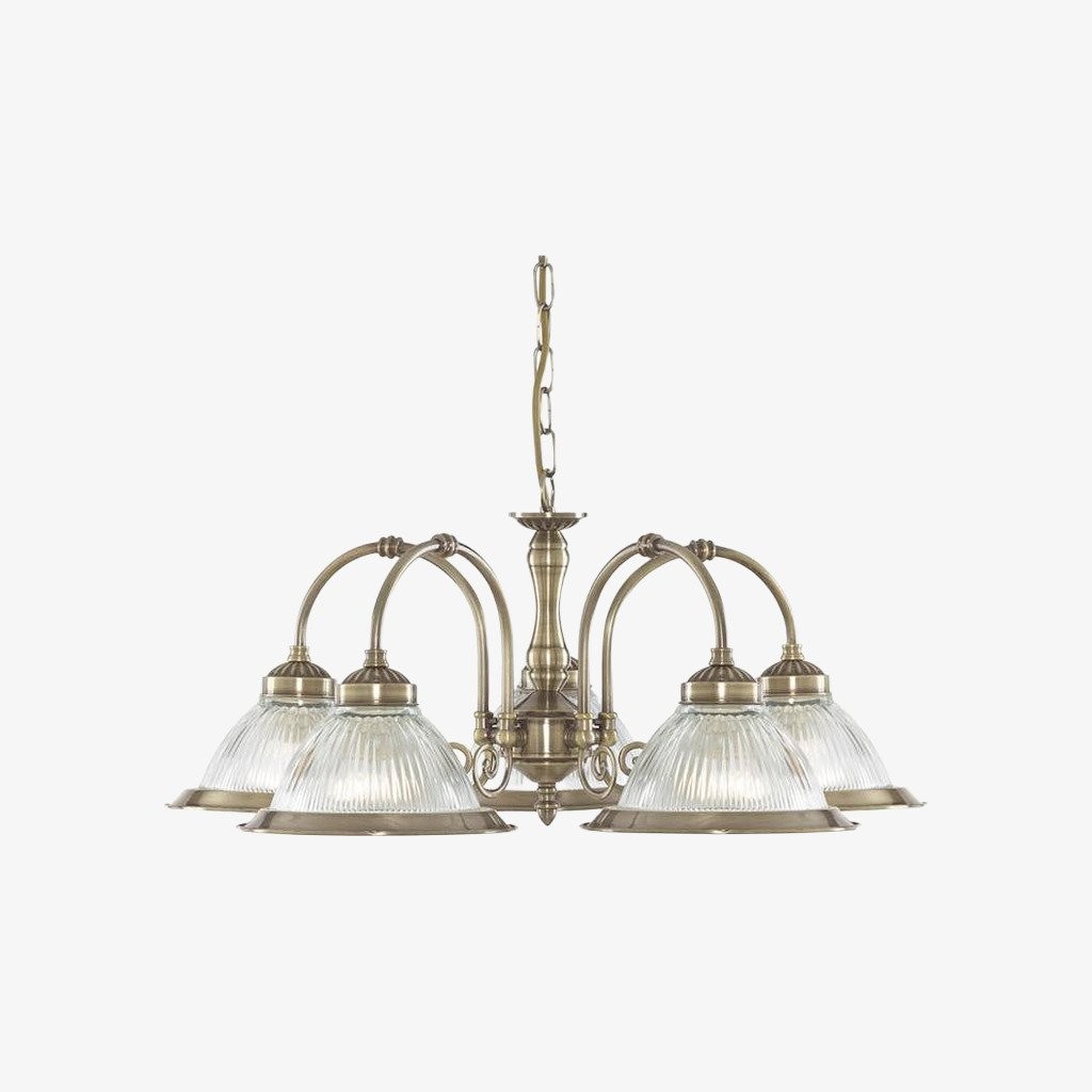 TF Vintora Ribbed Glass Pendant Light - Elegant Metal Trim for Kitchens, Dining Areas and Hallways K1994