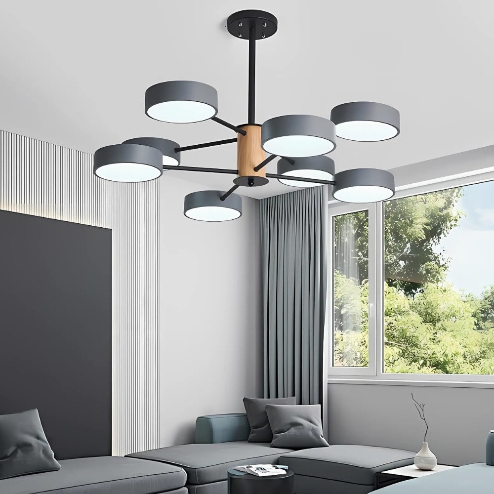 Scandinavian Branched Round Wood Chandelier K896