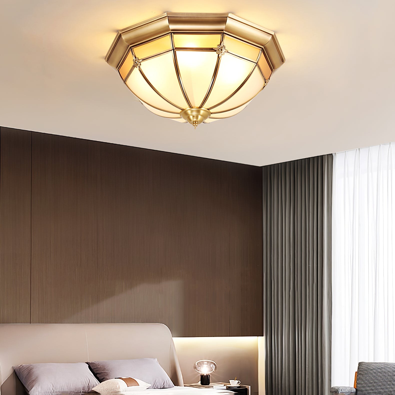 Dome Brass Flush Ceiling Lamp K350