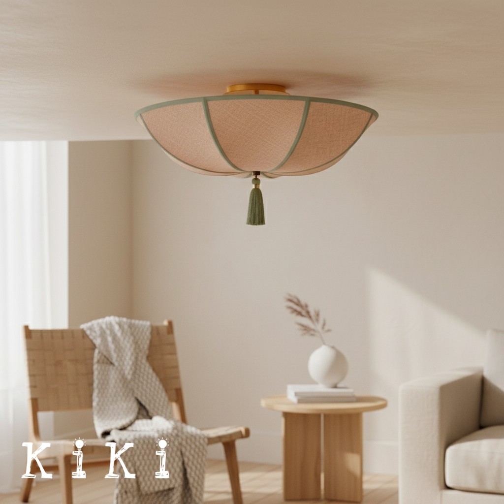 Valoflor Modern Floral Fabric Ceiling Lamp - Decorative Petal Flush Mount for Bedrooms and Living Areas K2146