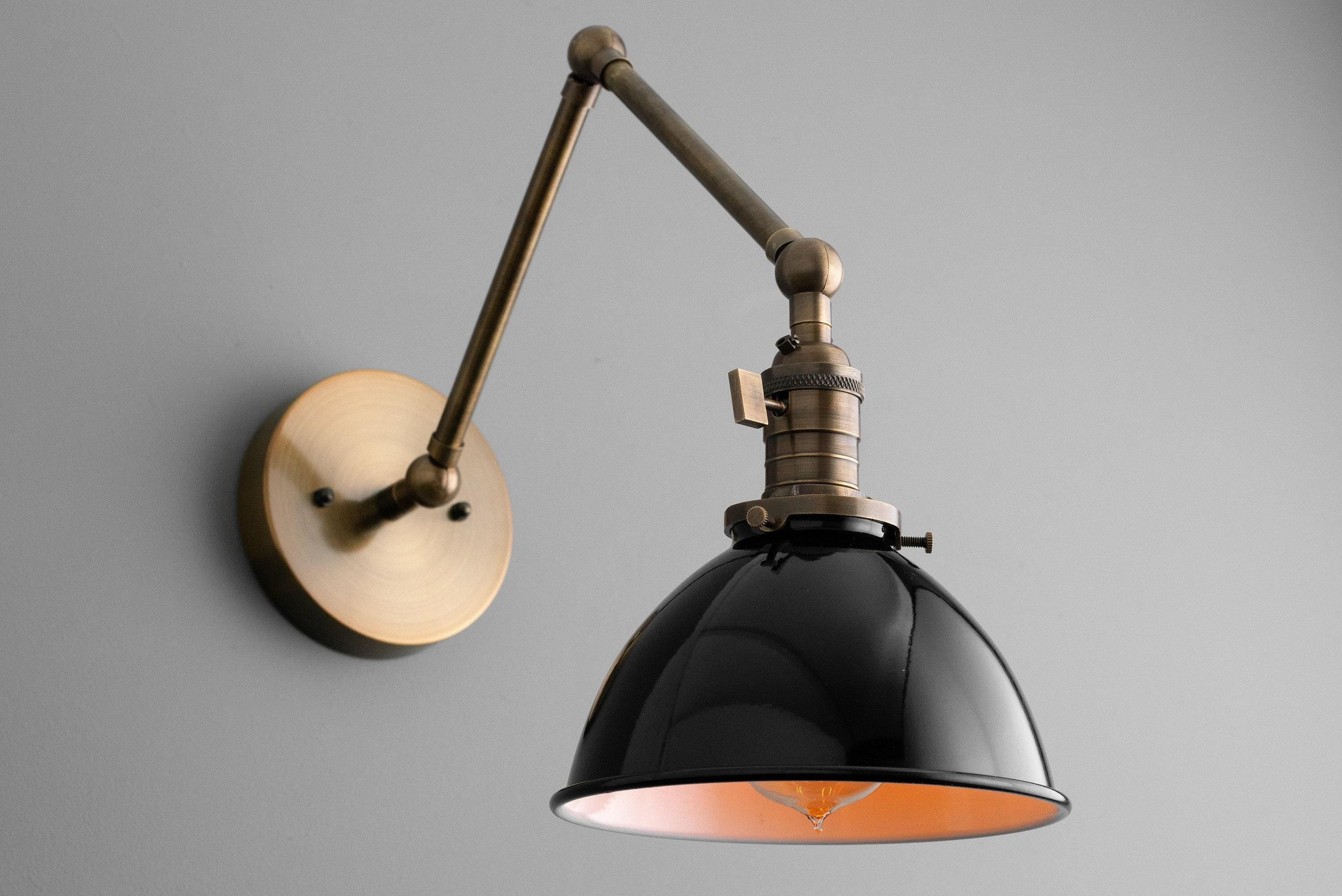 Conique Metal Vintage Industrial Swing Arm Wall Lamp - Adjustable Dome Shade for Study K1467