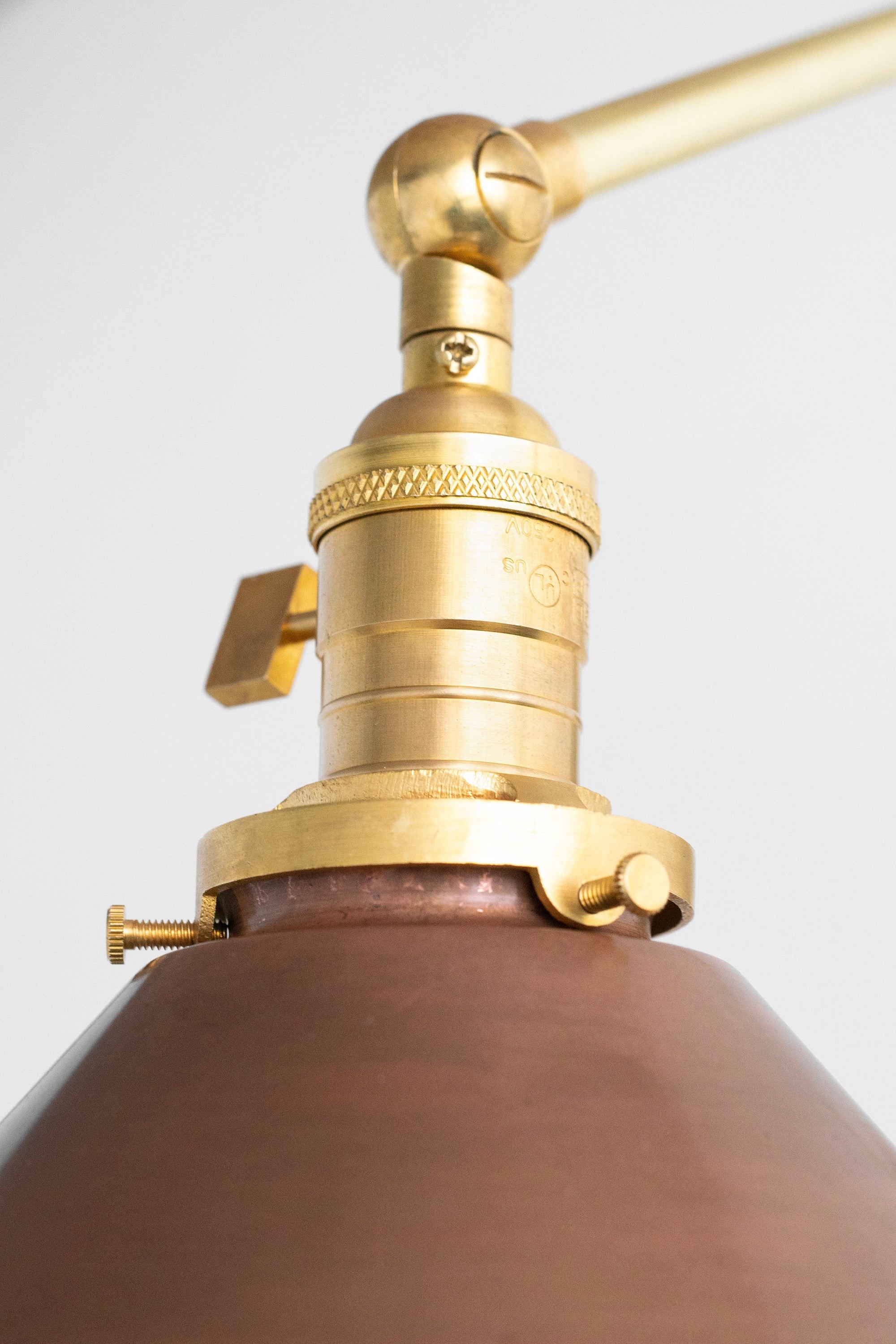 Conique Metal Industrial Wall Sconce with Adjustable Arm - Vintage Copper Cone Shade for Task Lighting K1547