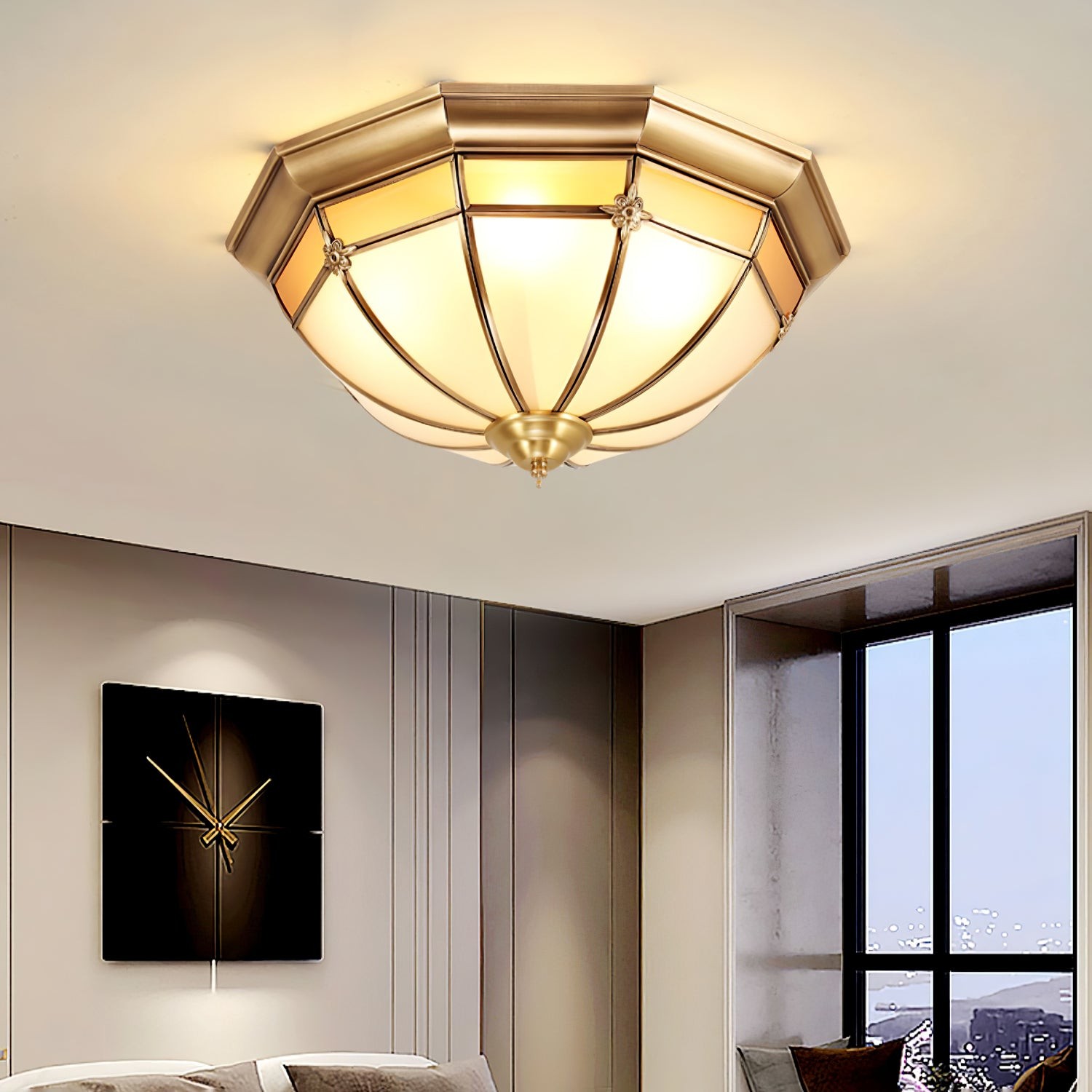 Dome Brass Flush Ceiling Lamp K350