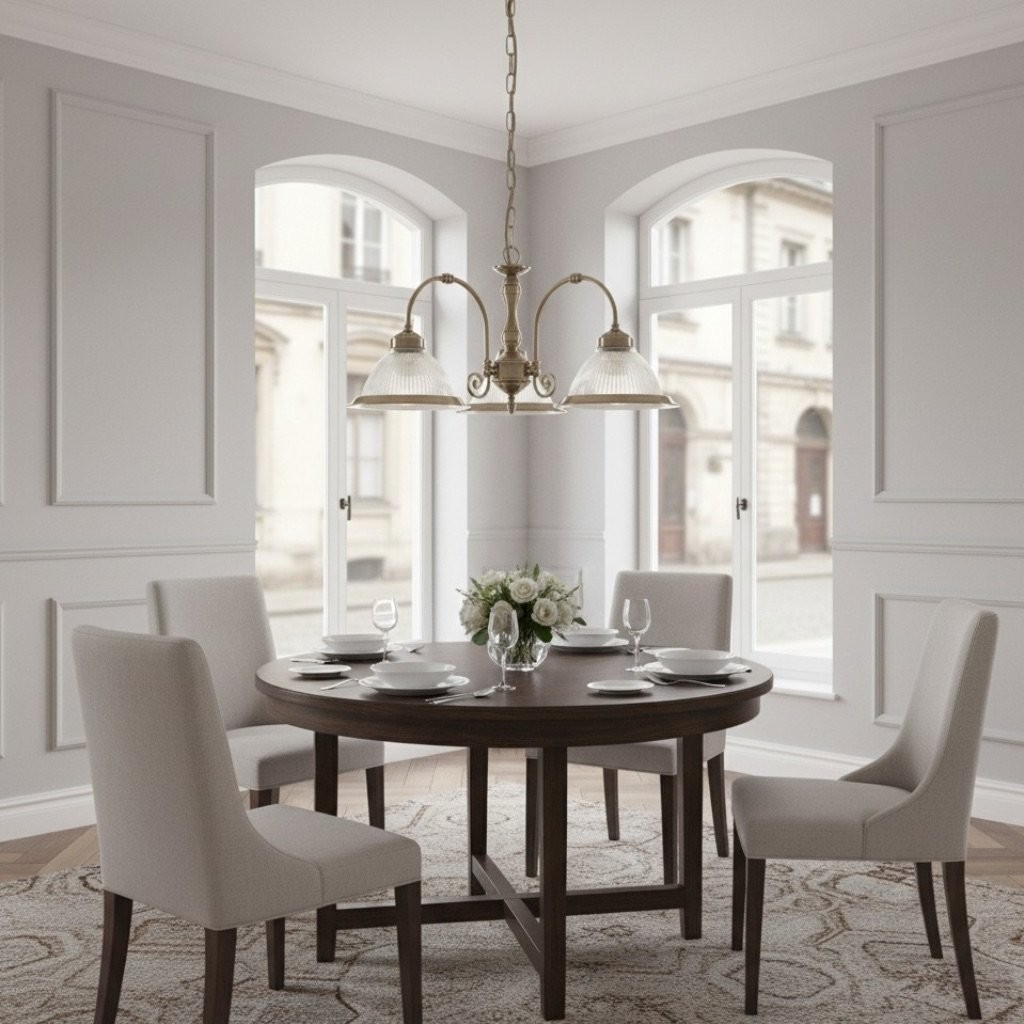 TF Vintora Ribbed Glass Pendant Light - Elegant Metal Trim for Kitchens, Dining Areas and Hallways K1994