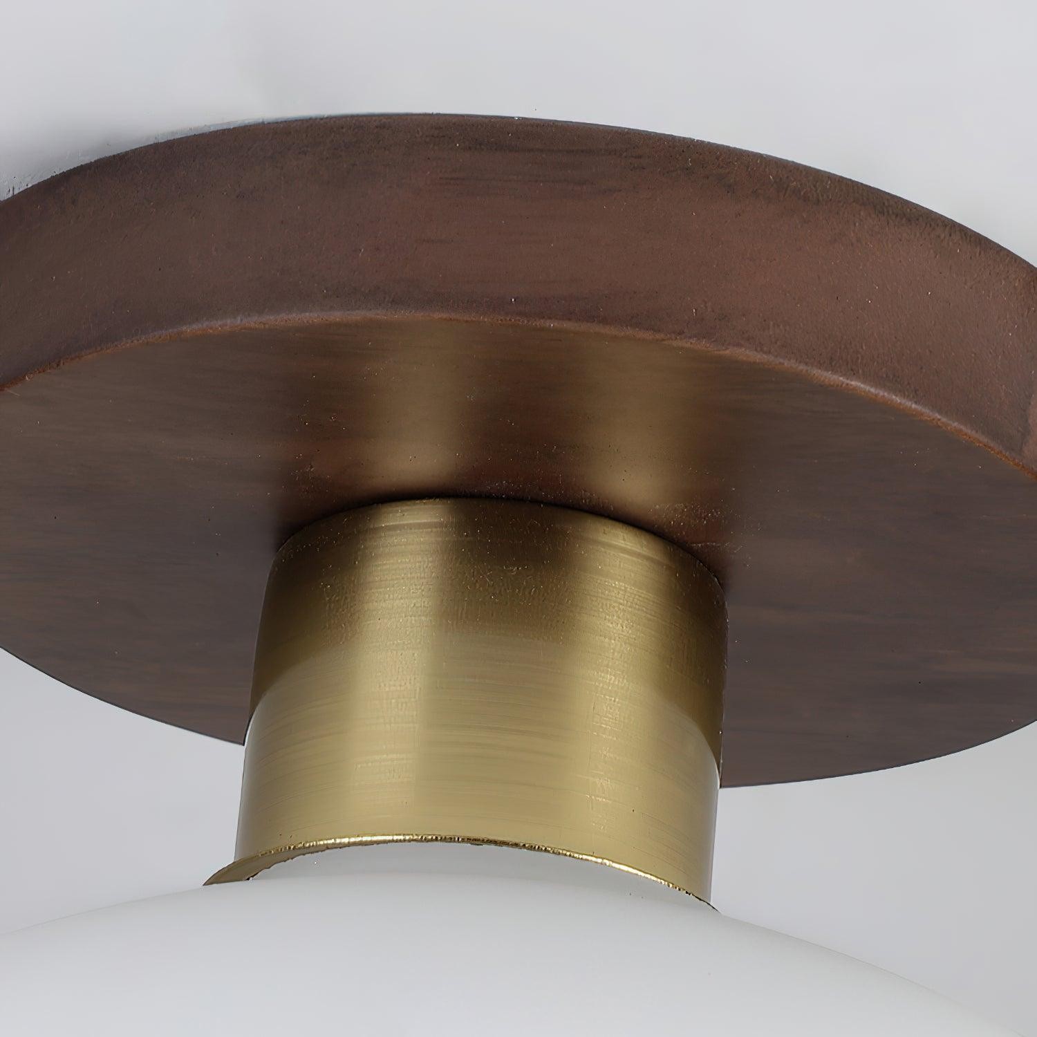 Vintage Wabi-Sabi Walnut Copper Glass Ceiling Lamp For Living Room K773