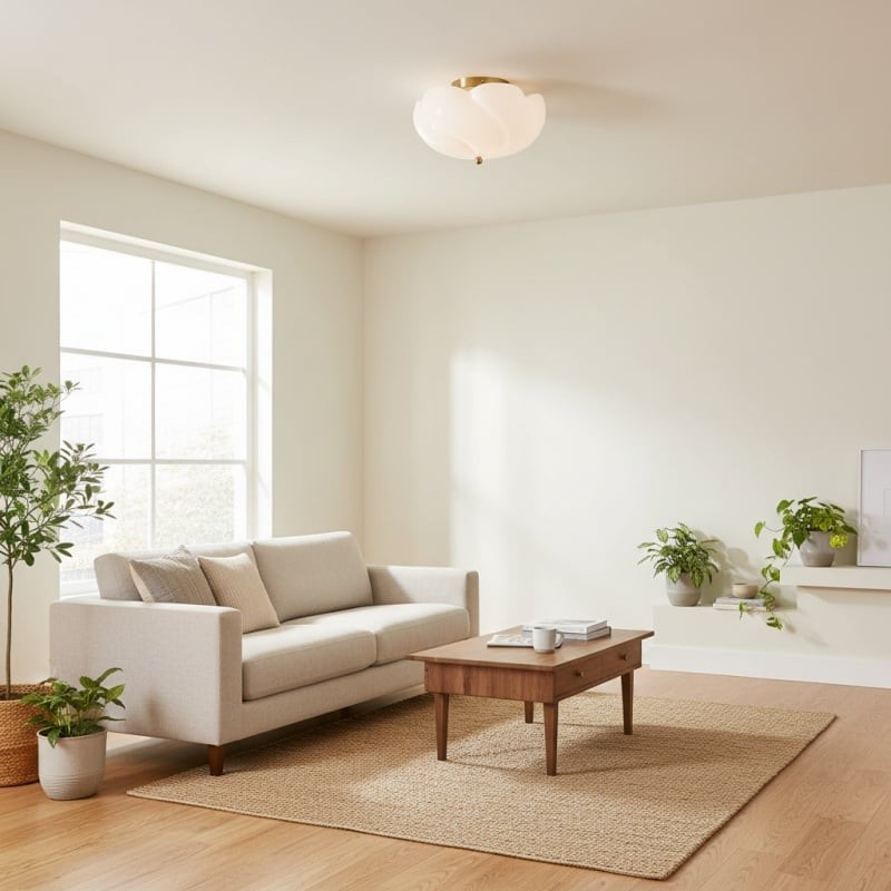 Modo Ceiling Light - Minimalist Glass Shade with Sleek Brass Frame for Dining Room or Office K1676
