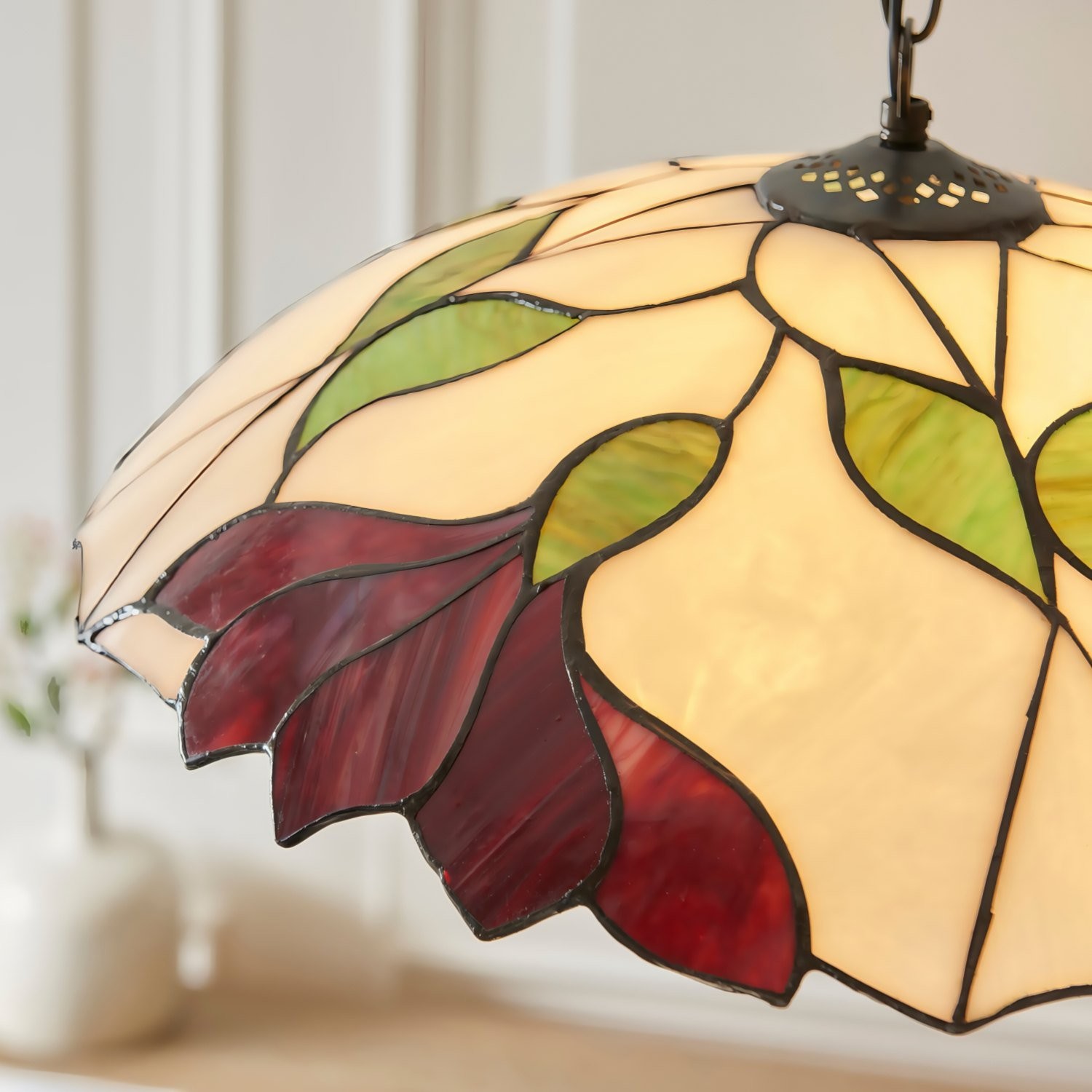 TF Botanica Floral Glass Pendant Light - Vintage Pendant Fixture K1961
