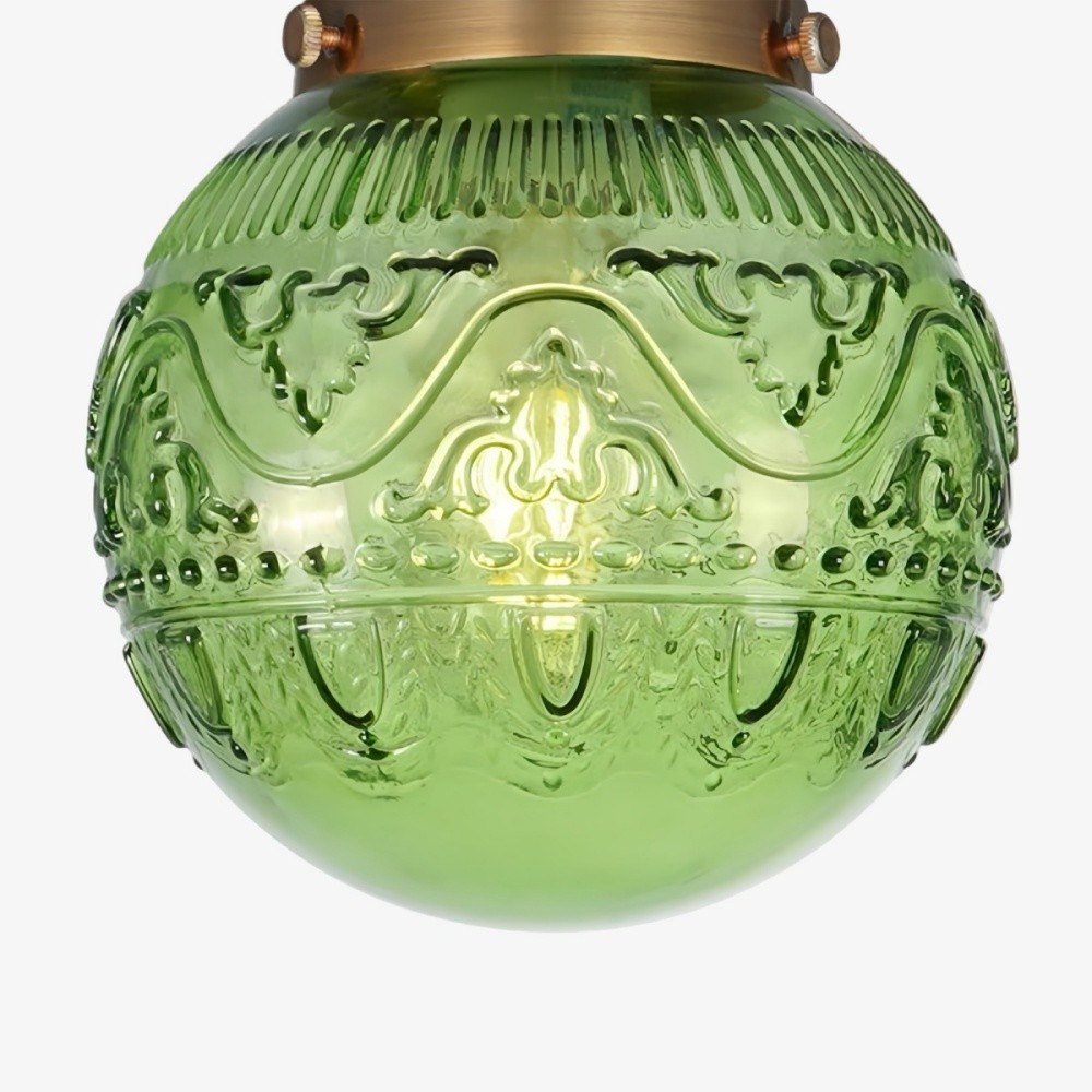Naveliro Globe Glass Ceiling Light - Modern Embossed Glass Ceiling Lamp for Living Room K2231