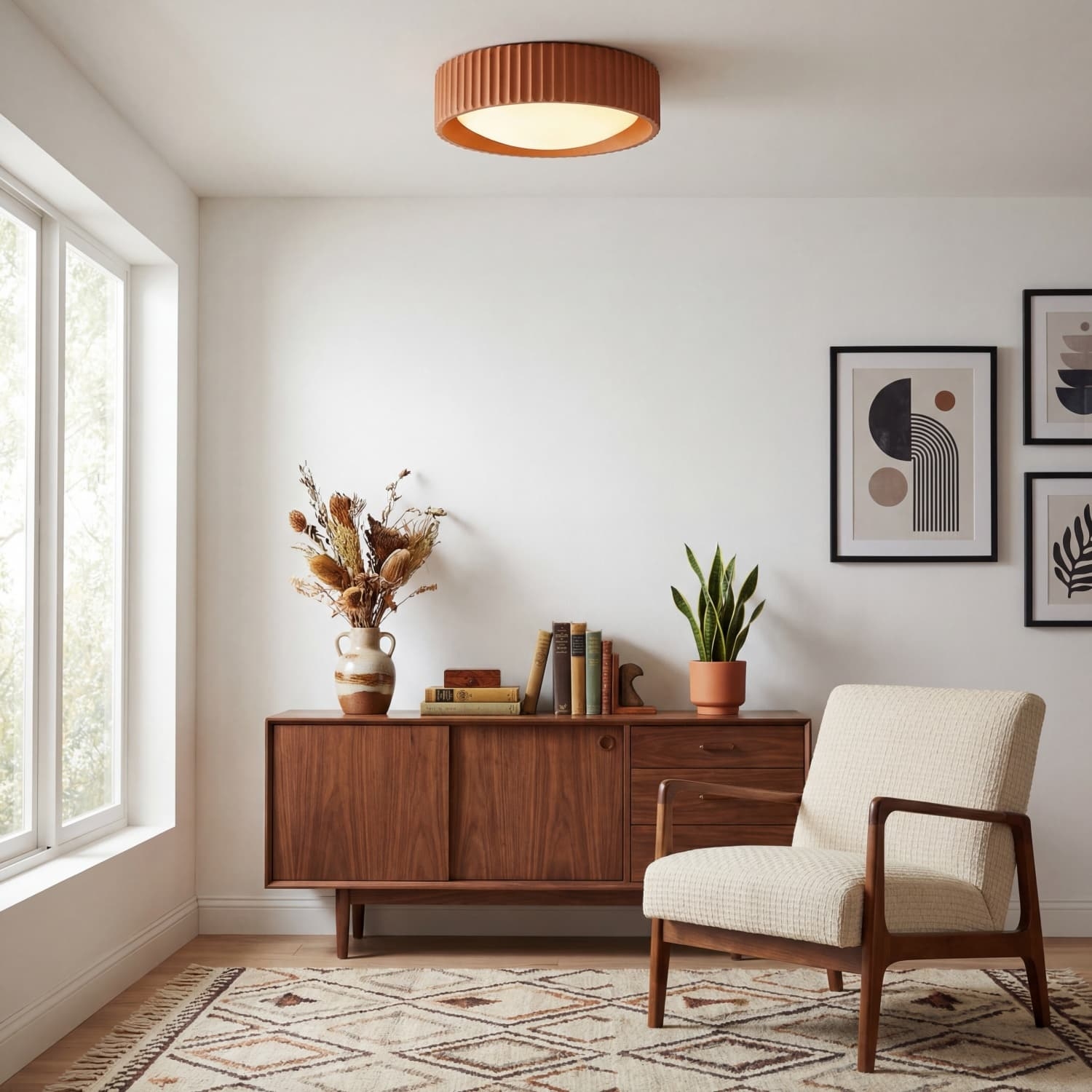 Acrion Modern Round Acrylic Flush Mount Ceiling Lamp - Minimalist Fixture for Living Room K2348