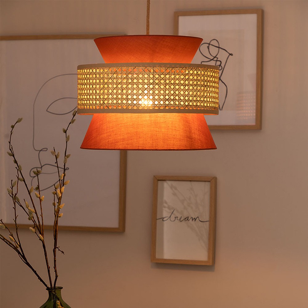 Retro Rattan Wood Woven Pendant Lamp